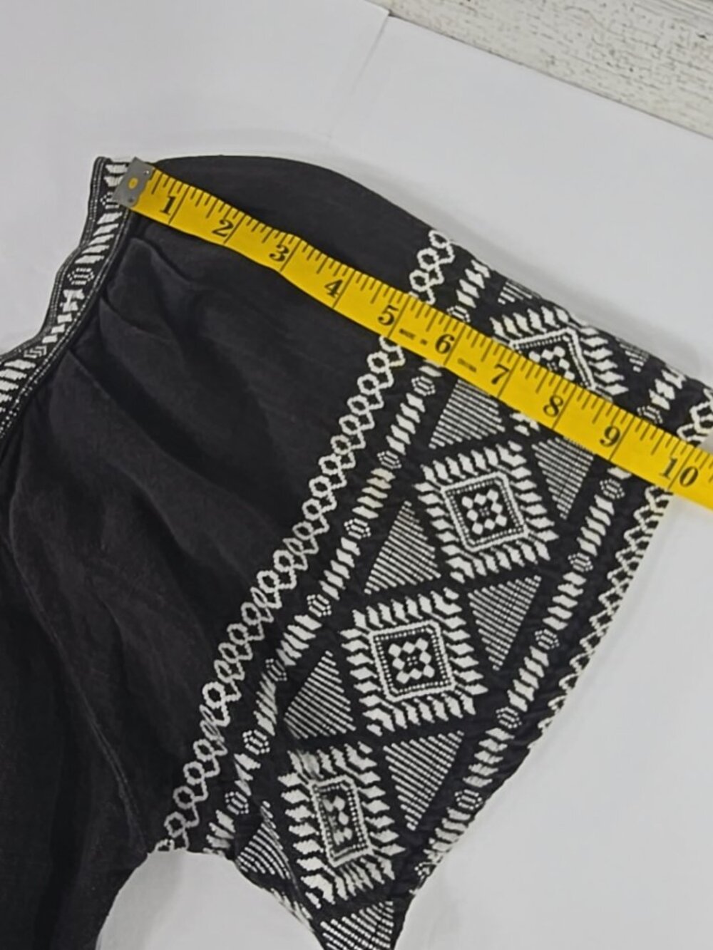 MAYA Guatemala Embroidered Black Cotton Dress Tunic SMALL Boho Folk Huipil Style - Picture 15 of 16